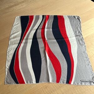 GIANNI REDA Vintage Silk Square Scarf Red, White & Blue